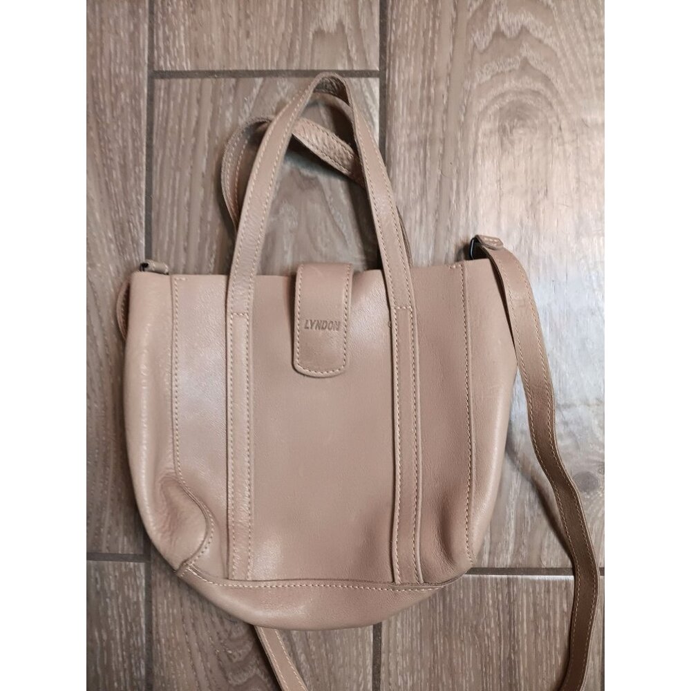 Lyndon Handmade Leather Handbag Crossbody Purse Taupe Gray Magnetic Latch Close